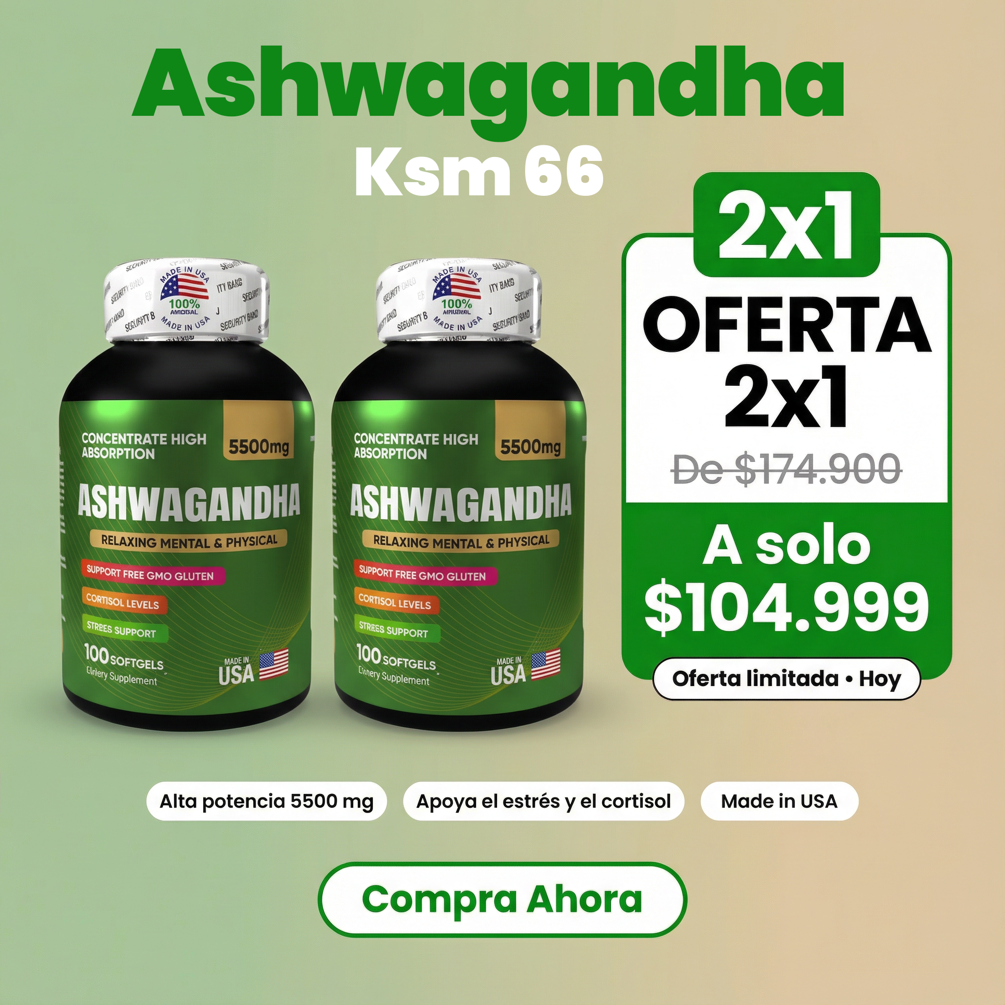 Ashawandha Ksm 66 x 2 unidades